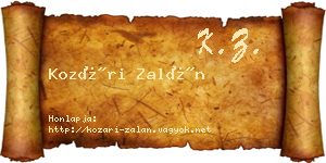 Kozári Zalán névjegykártya